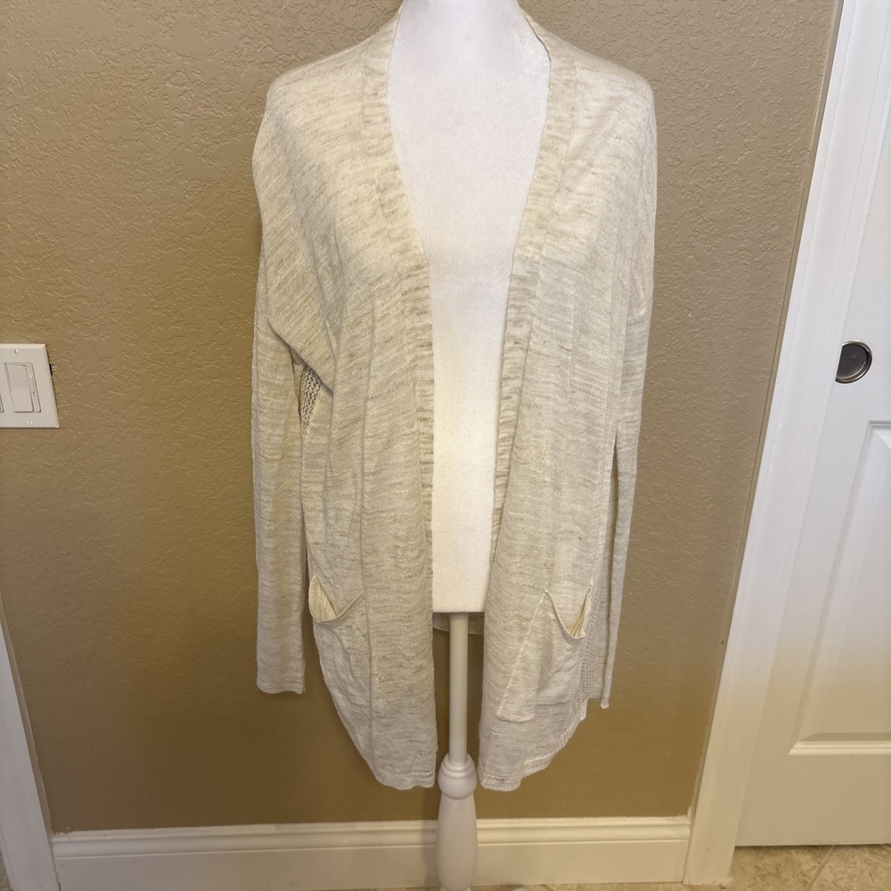 Lucky‎ Brand Women's Lightweight Open Cardigan, Size Large, Oatmeal,
